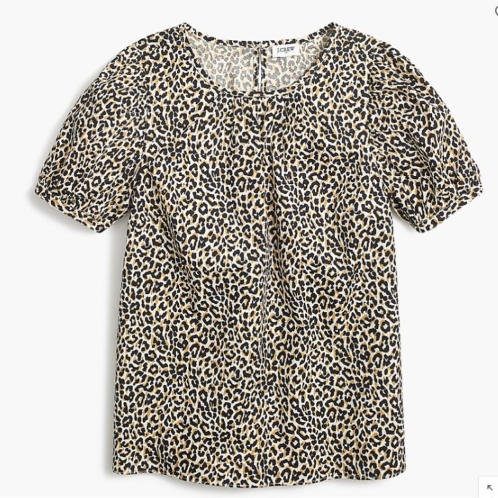 J. Crew J6080 Short Sleeve Puff Sleeve Leopard Print Top - Picture 5 of 11